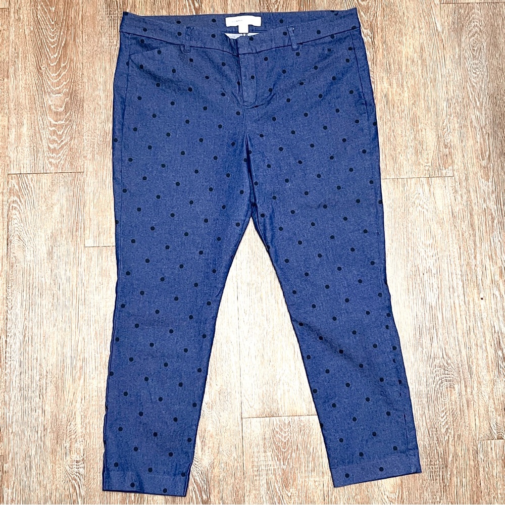 Old Navy Pixie Ankle Jeans Navy Denim Black Polka Dot Stretch | Size: 16